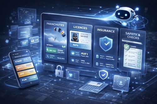 Skydiver under canopy